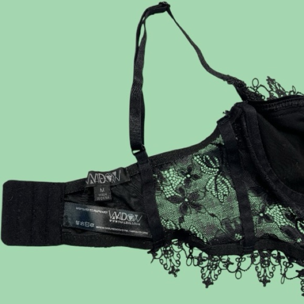 Widow Velvet Bra Top Gothic Lace with Cross Detail Dolls Kill - Picture 4 of 6